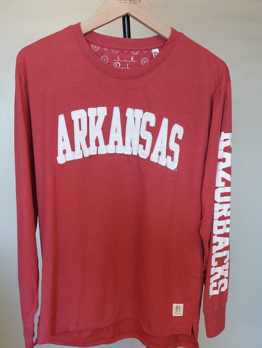 Pressbox Heathered Arkansas Razorbacks Long Sleeve T Shirt Sz L